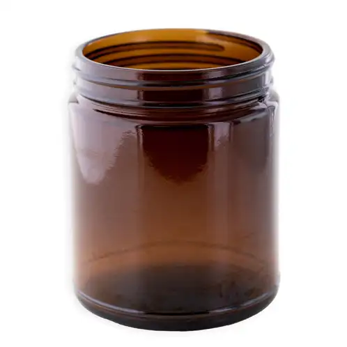 Medium-Amber-Straight-Sided-Jar-Threaded-Front